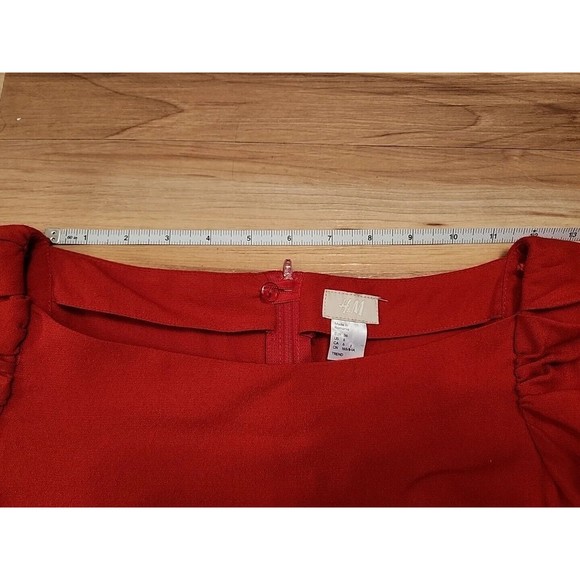 H&M Dress RED  PUFF Long Sleeve Sz 6 - Picture 6 of 13